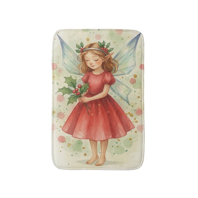 Christmas Fairy Watercolor Art Holiday Badematte (Vorderseite Vertikal)