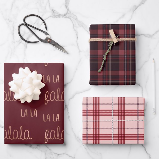 Christmas Falala lala Plaid set  Geschenkpapier Set (Vorderseite)