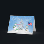 CHRISTMAS - Familie Snowman - MARINE - PATRIOTIK Feiertagskarte<br><div class="desc">Gleiches Bild für andere Zweige des Dienstes,  Segler,  Marine etc. Das gleiche Bild ist auch für nichtmilitärische,  d.h. von unserer Familie zu Ihrer mit Ausnahme von Flaggen.</div>