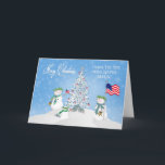 CHRISTMAS - Familie Snowman - MARINE - PATRIOTIK Feiertagskarte<br><div class="desc">Gleiches Bild für andere Zweige des Dienstes,  Segler,  Marine etc. Das gleiche Bild ist auch für nichtmilitärische,  d.h. von unserer Familie zu Ihrer mit Ausnahme von Flaggen.</div>
