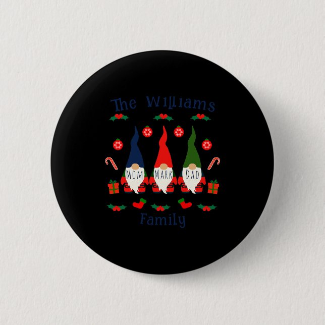 Christmas Family Gnomes Cute And Funny T Shirt  Button (Vorderseite)