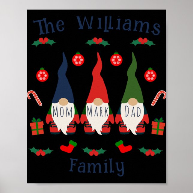 Christmas Family Gnomes Cute And Funny T Shirt  Poster (Vorne)