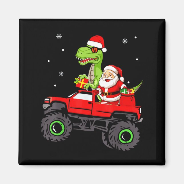 Christmas Family Matching Santa Truck Dinosaur Boy Magnet (Vorne)
