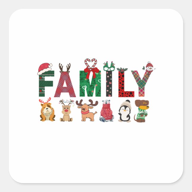 Christmas Family Matching Shirts | holiday family  Quadratischer Aufkleber (Vorderseite)
