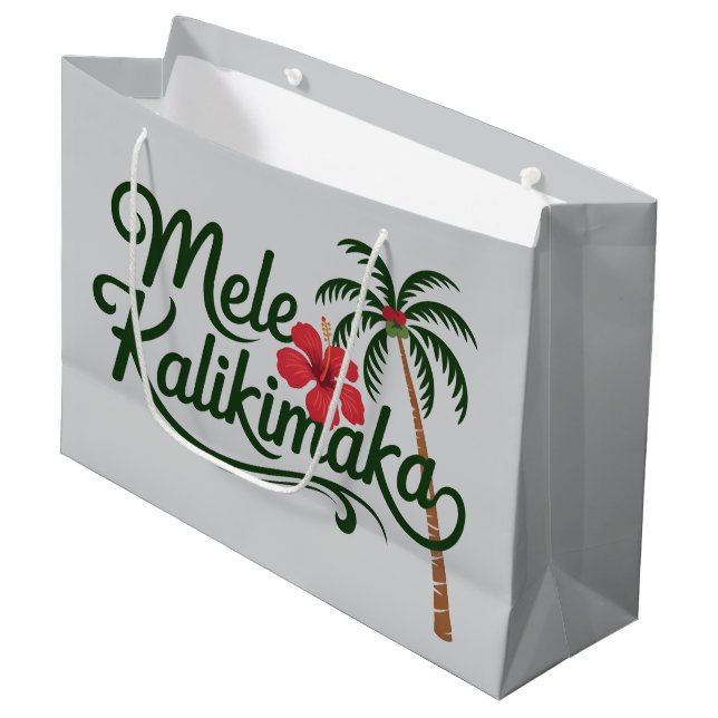 Christmas Family Mele Kalikimaka Hawaii Beach  Große Geschenktüte (Vorderseite Schrägansicht)