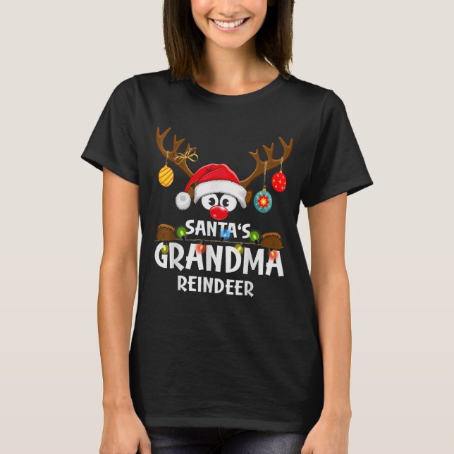 Christmas Family Santa's Grandma Reindeer Pajama  T-Shirt (Vorderseite)