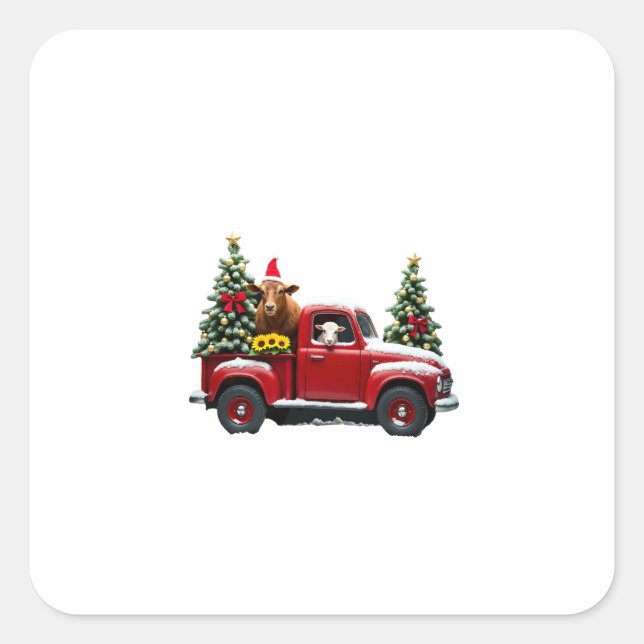 Christmas Farm (2) Quadratischer Aufkleber (Vorderseite)