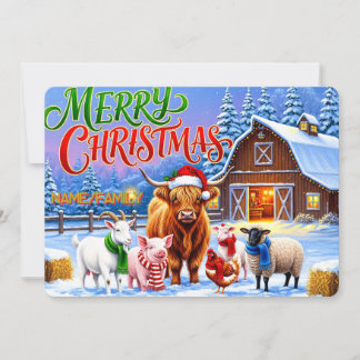 Christmas Farm Animals Gathering Feiertagskarte