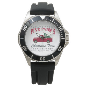 CHRISTMAS FARMHOUSE RED TRUCK ARMBANDUHR