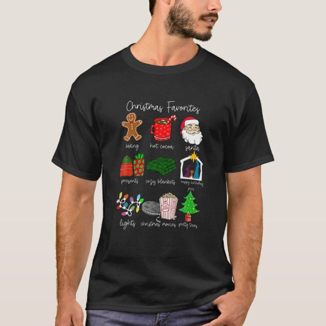Christmas Favorites List Funny Xmas Bucket List Fa T-Shirt (Vorderseite)