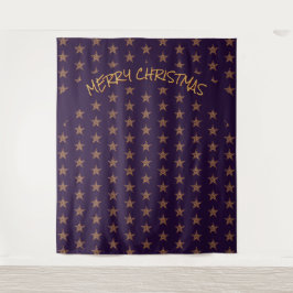 Christmas | Feierlich | Gold Stars | Lila Hintergr Wandteppich