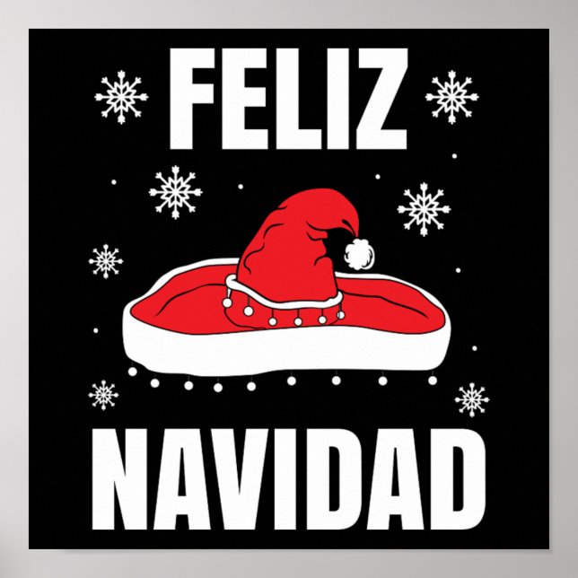 Christmas Feliz Navidad Santa Sombrero Funny Gesch Poster (Vorne)