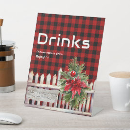 Christmas Fence Buffalo Plaid Baby Shower Drinks Sockelschild
