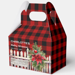 Christmas Fence Buffalo Plaid Baby Shower Geschenkschachtel