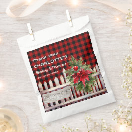 Christmas Fence Buffalo Plaid Baby Shower Geschenktütchen