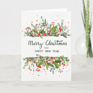 CHRISTMAS FERN n BERRIES CHRISTMAS CARD Dankeskarte