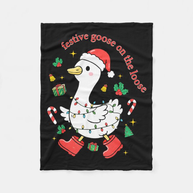 Christmas Festive Goose On The Loose Silly Goose X Fleecedecke (Vorderseite)