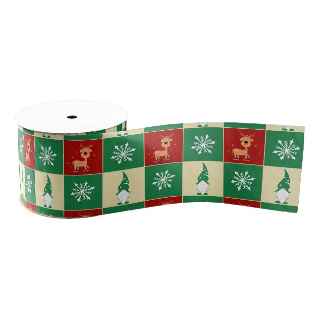 Christmas | Festive Plaid with Santa’s Reindeer  Ripsband (Spule)