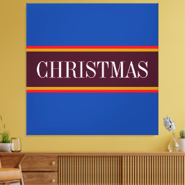 CHRISTMAS Festive Royal Blue Lila Red Streifen Leinwanddruck