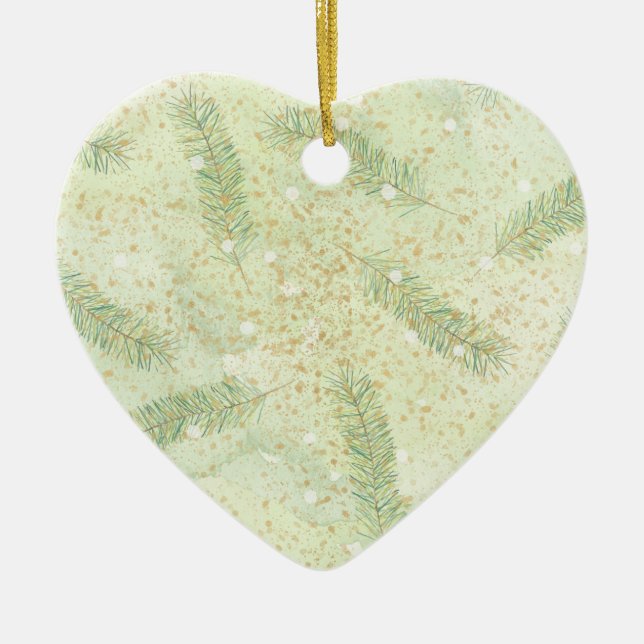 Christmas Fir Branches Boho Art Keramik Ornament (Vorne)