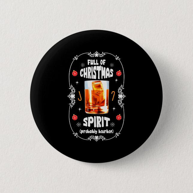 Christmas Fir Tree With Bourbon Ugly Xmas Bourbon  Button (Vorderseite)
