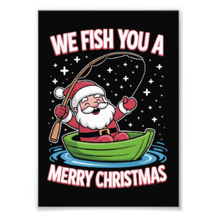 Christmas Fisherman Fishing Funny Cooler Weihnacht Fotodruck