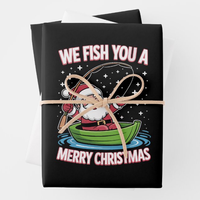 Christmas Fisherman Fishing Funny Cooler Weihnacht Geschenkpapier Set (Beispiel)