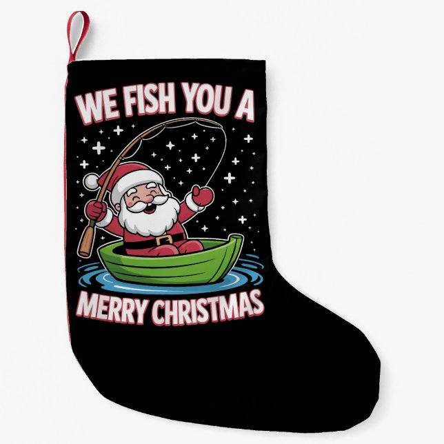 Christmas Fisherman Fishing Funny Cooler Weihnacht Kleiner Weihnachtsstrumpf (Vorderseite)
