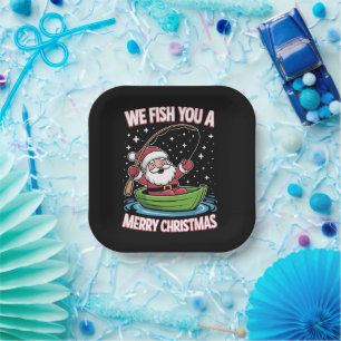 Christmas Fisherman Fishing Funny Cooler Weihnacht Pappteller