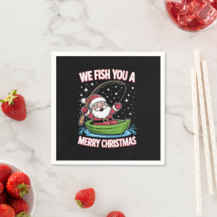 Christmas Fisherman Fishing Funny Cooler Weihnacht Serviette