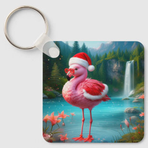 Christmas Flamingo As Santa Claus-47475 Schlüsselanhänger
