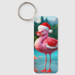 Christmas Flamingo As Santa Claus-47475 Schlüsselanhänger