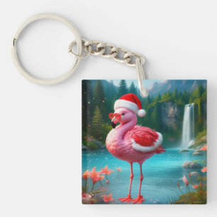Christmas Flamingo As Santa Claus-47475 Schlüsselanhänger