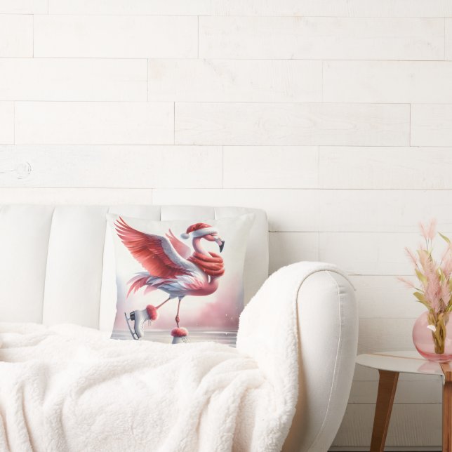 Christmas Flamingo auf Skaten Kissen (Liege)