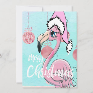 Christmas Flamingo Blue Pink Gruß Ankündigung