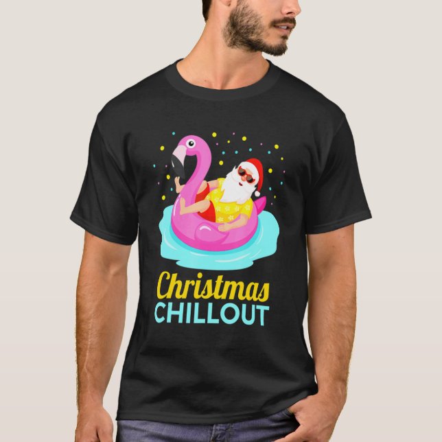 Christmas Flamingo Chillout Design T-Shirt (Vorderseite)