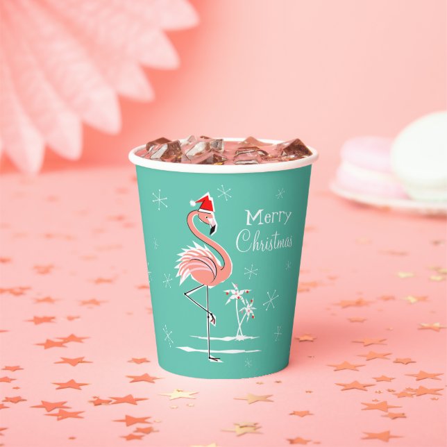 Christmas Flamingo Frohe Weihnachten Pappbecher (Insitu)