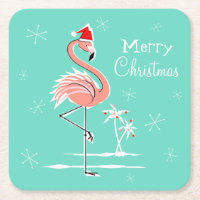 Christmas Flamingo Frohe Weihnachts-Untersetzer-Pl