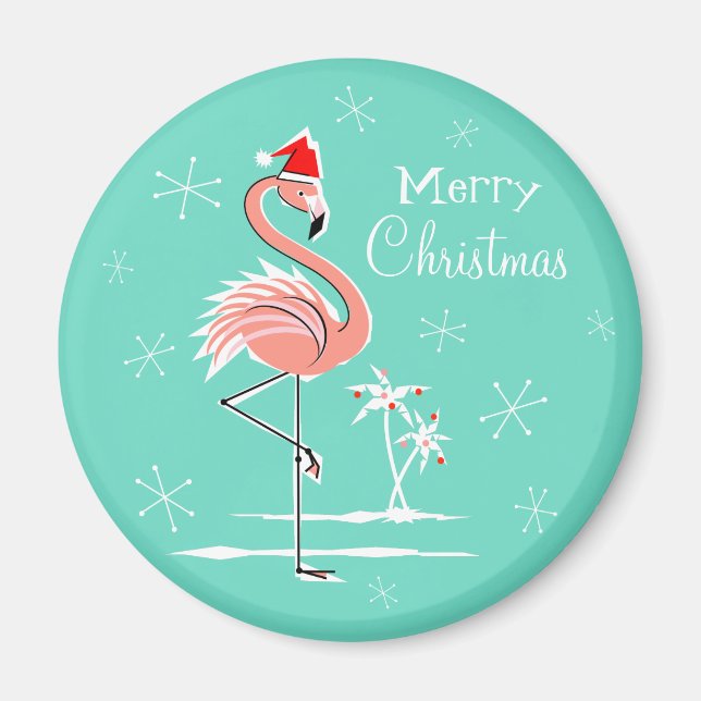 Christmas Flamingo Frohe Weihnachtsmagnet rund Magnet