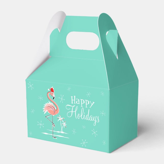Christmas Flamingo Happy Holidays Gefallen Box gab Geschenkschachtel (Vorderseite)