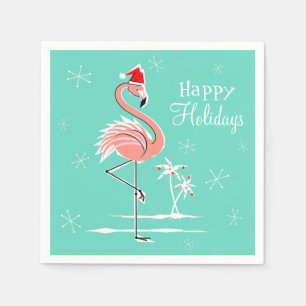 Christmas Flamingo Happy Holidays Papier napkin Serviette