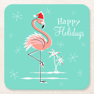 Christmas Flamingo Happy Holidays Untersetzer Plat