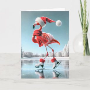 Christmas Flamingo Ice Skaten Karte