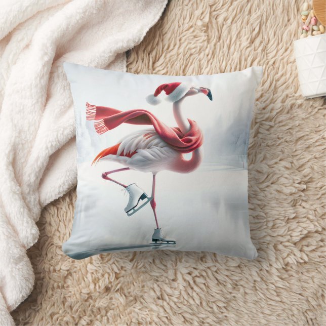 Christmas Flamingo Ice Skaten Kissen (Decke)