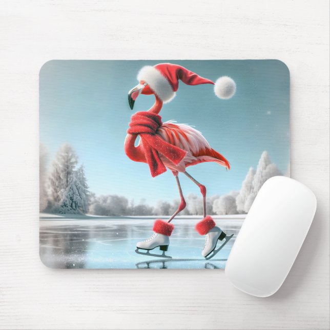 Christmas Flamingo Ice Skaten Mousepad (Mit Mouse)