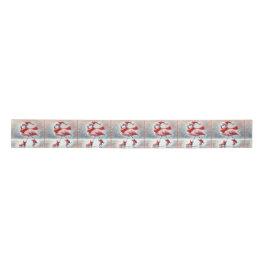 Christmas Flamingo Ice Skaten Satinband