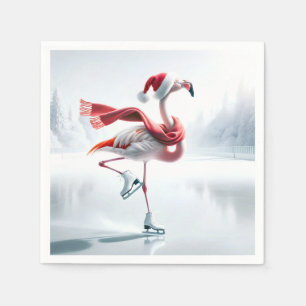 Christmas Flamingo Ice Skaten Serviette