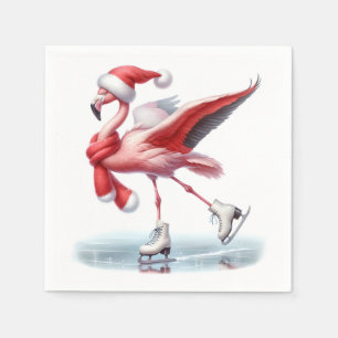 Christmas Flamingo Ice Skaten Serviette