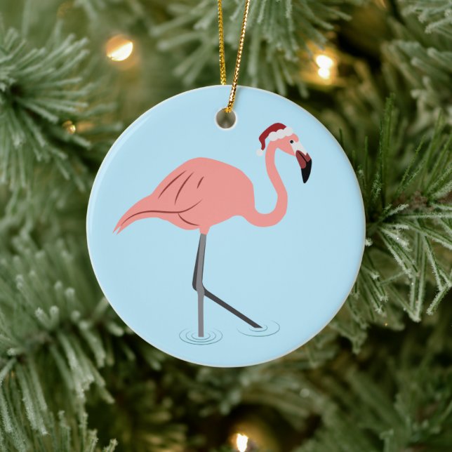 Christmas Flamingo Keramik Ornament (Baum)