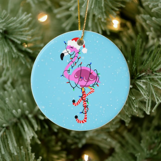 Christmas Flamingo Keramik Ornament (Baum)